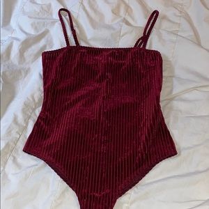 FOREVER 21 Ribbed Velvet Bodysuit
